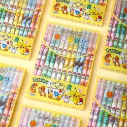 Pokeman's 12pcs Gel Pen Students Kawaii Stationery Write Pens 0.5 Black Blue School Kids Signature Pens